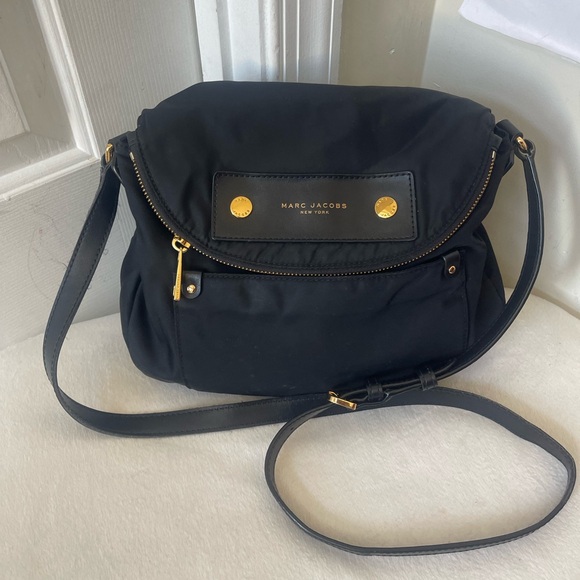 Marc Jacobs Handbags - Marc Jacobs Black Nylon Crossbody with Gold-Tone Accents EUC